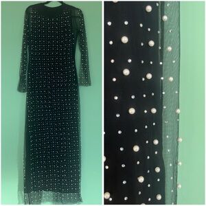 Elegant Black Pearl-Embellished Dress